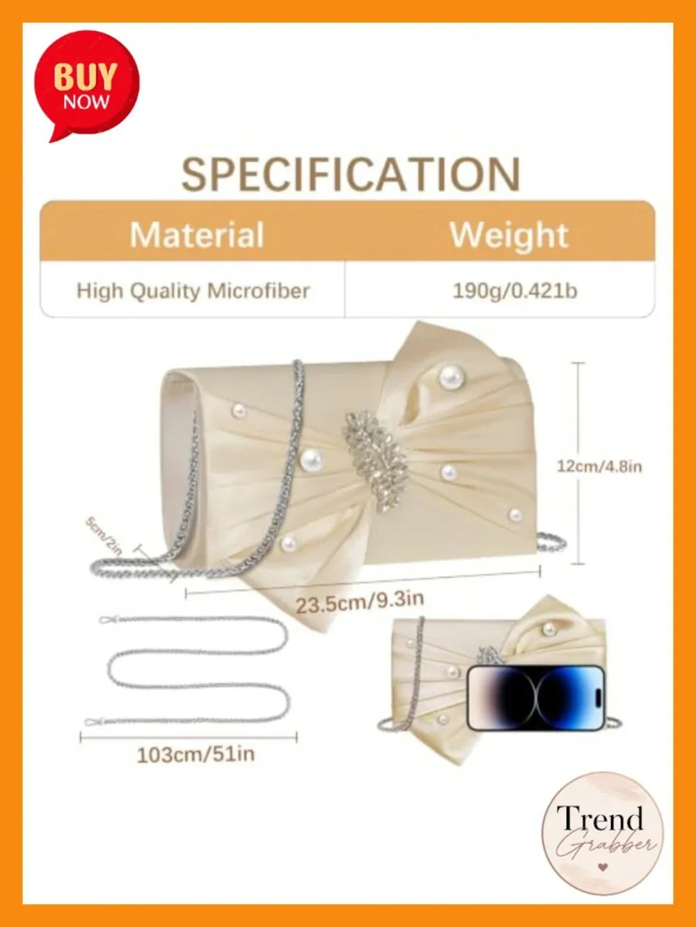 Satin Envelope Evening Clutch with Oversized Bow Crystal Crossbody Chain for